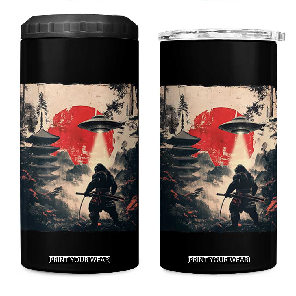 Samurai Bigfoot 4 in 1 Can Cooler Tumbler Funny Japanese Retro Vintage Sasquatch Graphic Ukiyo-e Art TS10 One Size: 16 oz Black Print Your Wear