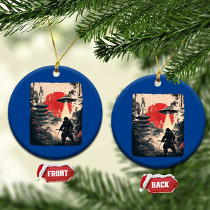 Samurai Bigfoot Ceramic Ornament Funny Japanese Retro Vintage Sasquatch Graphic Ukiyo-e Art TS10 1pc Blue Print Your Wear