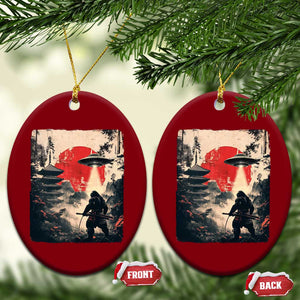 Samurai Bigfoot Ceramic Ornament Funny Japanese Retro Vintage Sasquatch Graphic Ukiyo-e Art TS10 Print Your Wear