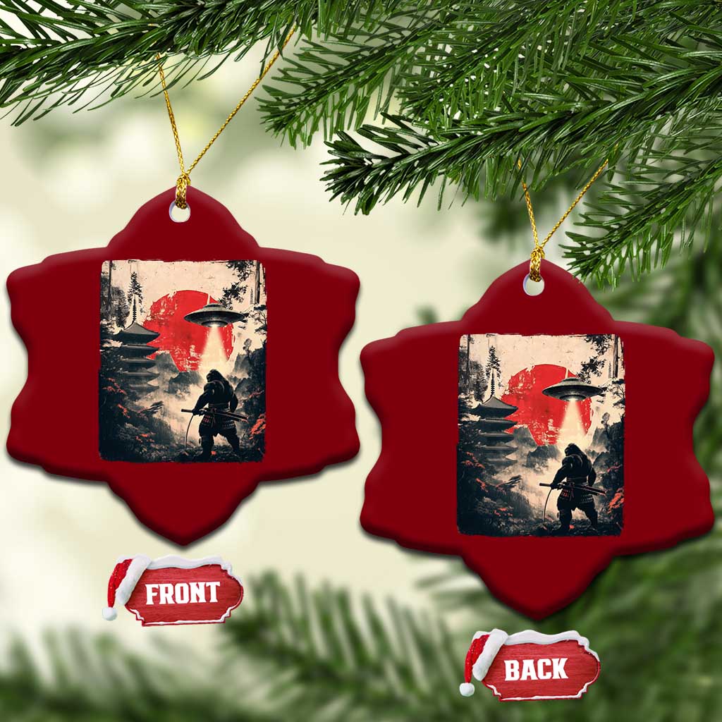 Samurai Bigfoot Ceramic Ornament Funny Japanese Retro Vintage Sasquatch Graphic Ukiyo-e Art TS10 Print Your Wear