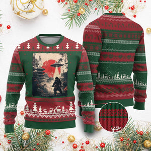 Samurai Bigfoot Ugly Christmas Sweater Funny Japanese Retro Vintage Sasquatch Graphic Ukiyo-e Art TS10 Red Green Print Your Wear