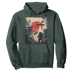 Samurai Bigfoot Hoodie Funny Japanese Retro Vintage Sasquatch Graphic Ukiyo-e Art TS10 Dark Forest Green Print Your Wear