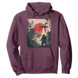 Samurai Bigfoot Hoodie Funny Japanese Retro Vintage Sasquatch Graphic Ukiyo-e Art TS10 Maroon Print Your Wear