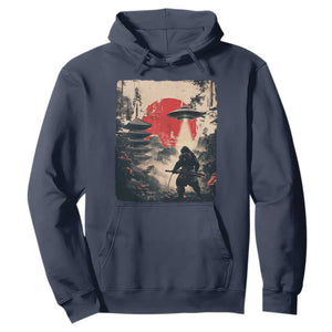 Samurai Bigfoot Hoodie Funny Japanese Retro Vintage Sasquatch Graphic Ukiyo-e Art TS10 Navy Print Your Wear