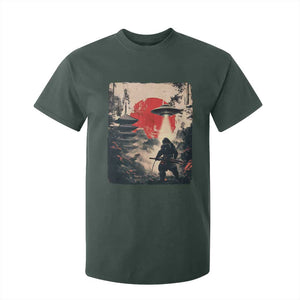 Samurai Bigfoot T Shirt For Kid Funny Japanese Retro Vintage Sasquatch Graphic Ukiyo-e Art TS10 Dark Forest Green Print Your Wear