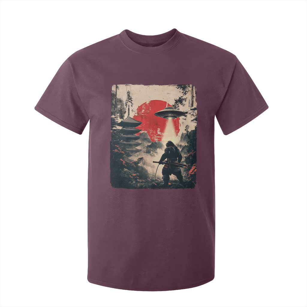 Samurai Bigfoot T Shirt For Kid Funny Japanese Retro Vintage Sasquatch Graphic Ukiyo-e Art TS10 Maroon Print Your Wear