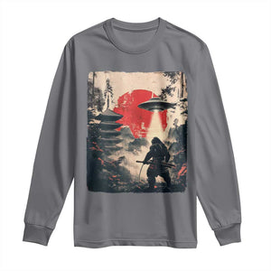 Samurai Bigfoot Long Sleeve Shirt Funny Japanese Retro Vintage Sasquatch Graphic Ukiyo-e Art TS10 Charcoal Print Your Wear