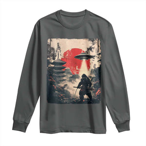 Samurai Bigfoot Long Sleeve Shirt Funny Japanese Retro Vintage Sasquatch Graphic Ukiyo-e Art TS10 Dark Heather Print Your Wear