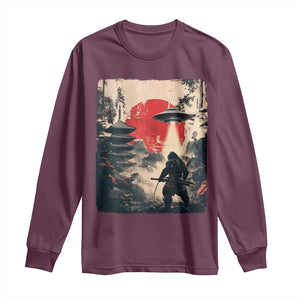 Samurai Bigfoot Long Sleeve Shirt Funny Japanese Retro Vintage Sasquatch Graphic Ukiyo-e Art TS10 Maroon Print Your Wear