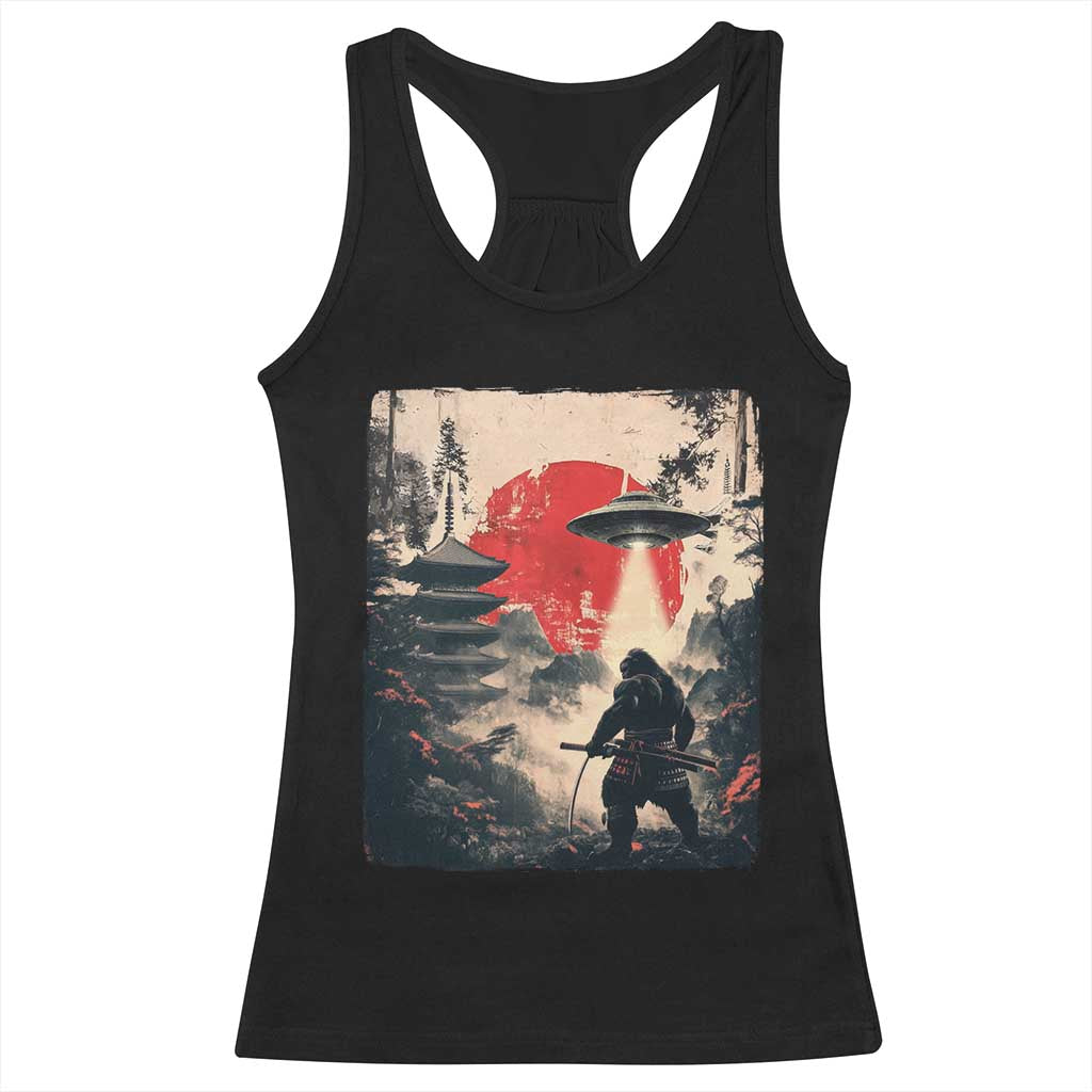 Samurai Bigfoot Racerback Tank Top Funny Japanese Retro Vintage Sasquatch Graphic Ukiyo-e Art TS10 Black Print Your Wear