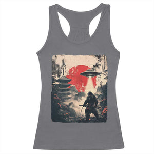 Samurai Bigfoot Racerback Tank Top Funny Japanese Retro Vintage Sasquatch Graphic Ukiyo-e Art TS10 Charcoal Print Your Wear