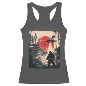 Samurai Bigfoot Racerback Tank Top Funny Japanese Retro Vintage Sasquatch Graphic Ukiyo-e Art TS10 Dark Heather Print Your Wear