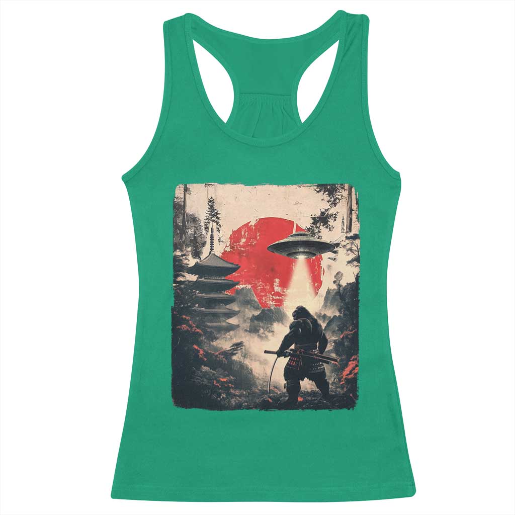 Samurai Bigfoot Racerback Tank Top Funny Japanese Retro Vintage Sasquatch Graphic Ukiyo-e Art TS10 Irish Green Print Your Wear