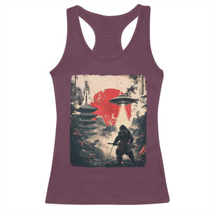 Samurai Bigfoot Racerback Tank Top Funny Japanese Retro Vintage Sasquatch Graphic Ukiyo-e Art TS10 Maroon Print Your Wear