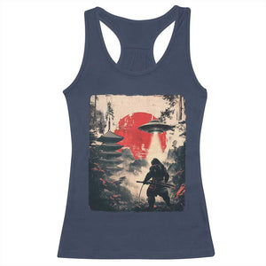 Samurai Bigfoot Racerback Tank Top Funny Japanese Retro Vintage Sasquatch Graphic Ukiyo-e Art TS10 Navy Print Your Wear