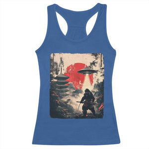 Samurai Bigfoot Racerback Tank Top Funny Japanese Retro Vintage Sasquatch Graphic Ukiyo-e Art TS10 Royal Blue Print Your Wear