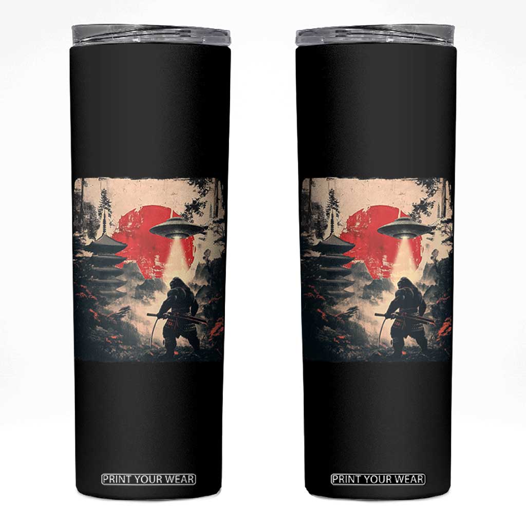 Samurai Bigfoot Skinny Tumbler Funny Japanese Retro Vintage Sasquatch Graphic Ukiyo-e Art TS10 Black Print Your Wear