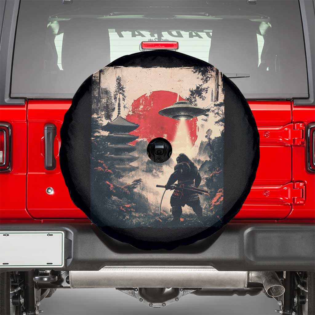 Samurai Bigfoot Spare Tire Cover Funny Japanese Retro Vintage Sasquatch Graphic Ukiyo-e Art TS10 Black Print Your Wear