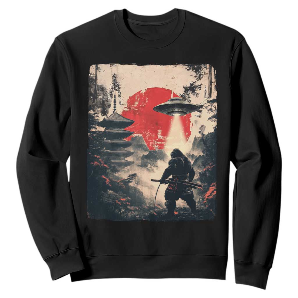 Samurai Bigfoot Sweatshirt Funny Japanese Retro Vintage Sasquatch Graphic Ukiyo-e Art TS10 Black Print Your Wear