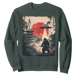 Samurai Bigfoot Sweatshirt Funny Japanese Retro Vintage Sasquatch Graphic Ukiyo-e Art TS10 Dark Forest Green Print Your Wear