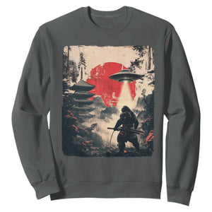 Samurai Bigfoot Sweatshirt Funny Japanese Retro Vintage Sasquatch Graphic Ukiyo-e Art TS10 Dark Heather Print Your Wear
