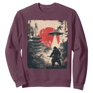 Samurai Bigfoot Sweatshirt Funny Japanese Retro Vintage Sasquatch Graphic Ukiyo-e Art TS10 Maroon Print Your Wear