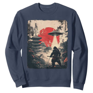 Samurai Bigfoot Sweatshirt Funny Japanese Retro Vintage Sasquatch Graphic Ukiyo-e Art TS10 Navy Print Your Wear