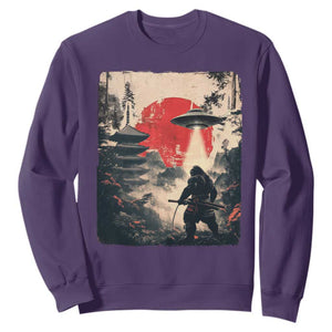 Samurai Bigfoot Sweatshirt Funny Japanese Retro Vintage Sasquatch Graphic Ukiyo-e Art TS10 Purple Print Your Wear
