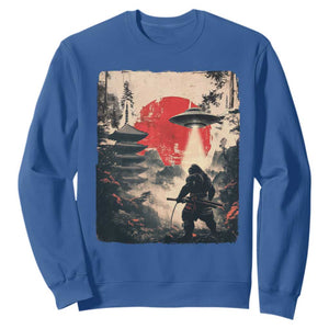 Samurai Bigfoot Sweatshirt Funny Japanese Retro Vintage Sasquatch Graphic Ukiyo-e Art TS10 Royal Blue Print Your Wear