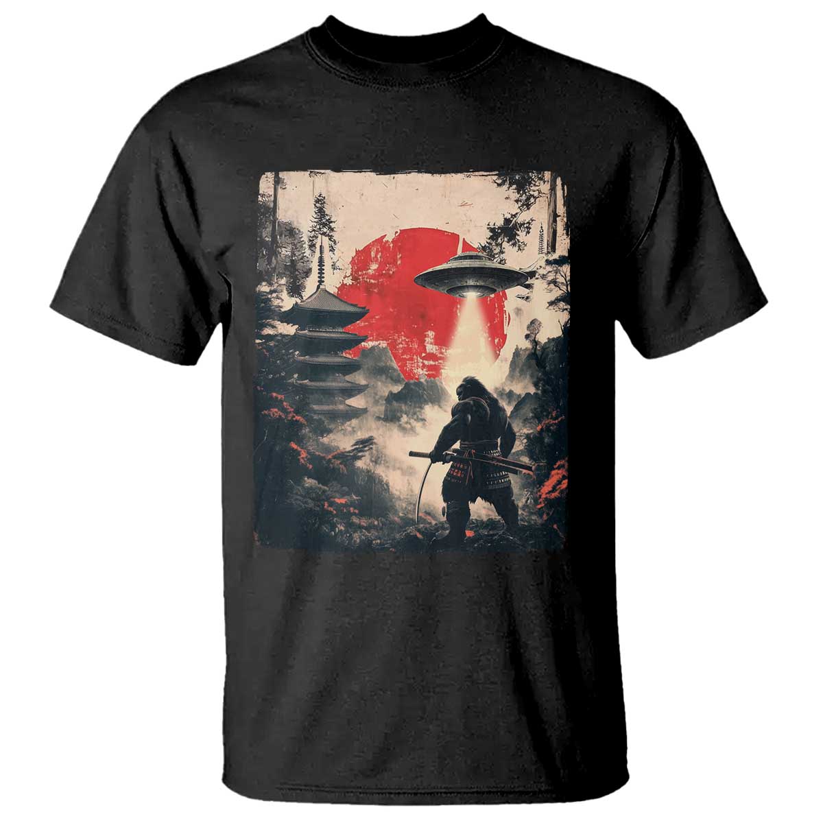 Samurai Bigfoot T Shirt Funny Japanese Retro Vintage Sasquatch Graphic Ukiyo-e Art TS10 Black Print Your Wear