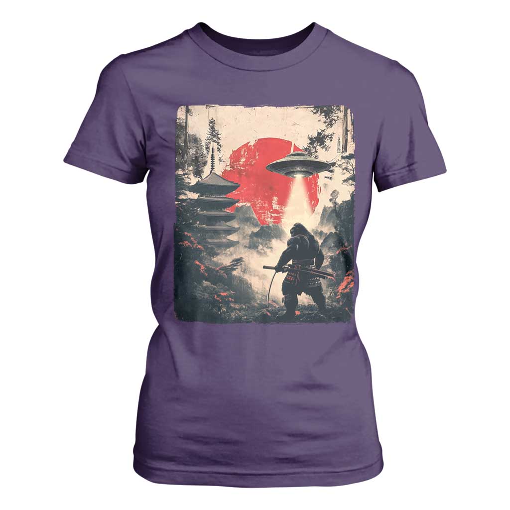 Samurai Bigfoot T Shirt For Women Funny Japanese Retro Vintage Sasquatch Graphic Ukiyo-e Art TS10 Purple Print Your Wear