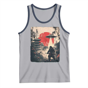 Samurai Bigfoot Tank Top Funny Japanese Retro Vintage Sasquatch Graphic Ukiyo-e Art TS10 Athletic Heather Navy Print Your Wear