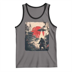 Samurai Bigfoot Tank Top Funny Japanese Retro Vintage Sasquatch Graphic Ukiyo-e Art TS10 Deep Heather Black Print Your Wear