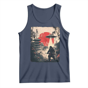 Samurai Bigfoot Tank Top Funny Japanese Retro Vintage Sasquatch Graphic Ukiyo-e Art TS10 Navy Print Your Wear