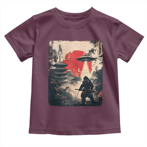 Samurai Bigfoot Toddler T Shirt Funny Japanese Retro Vintage Sasquatch Graphic Ukiyo-e Art TS10 Maroon Print Your Wear