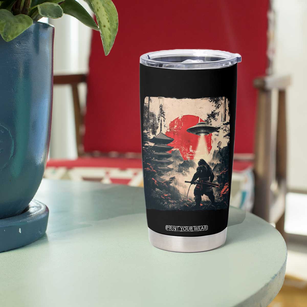 Samurai Bigfoot Tumbler Cup Funny Japanese Retro Vintage Sasquatch Graphic Ukiyo-e Art TS10 Print Your Wear