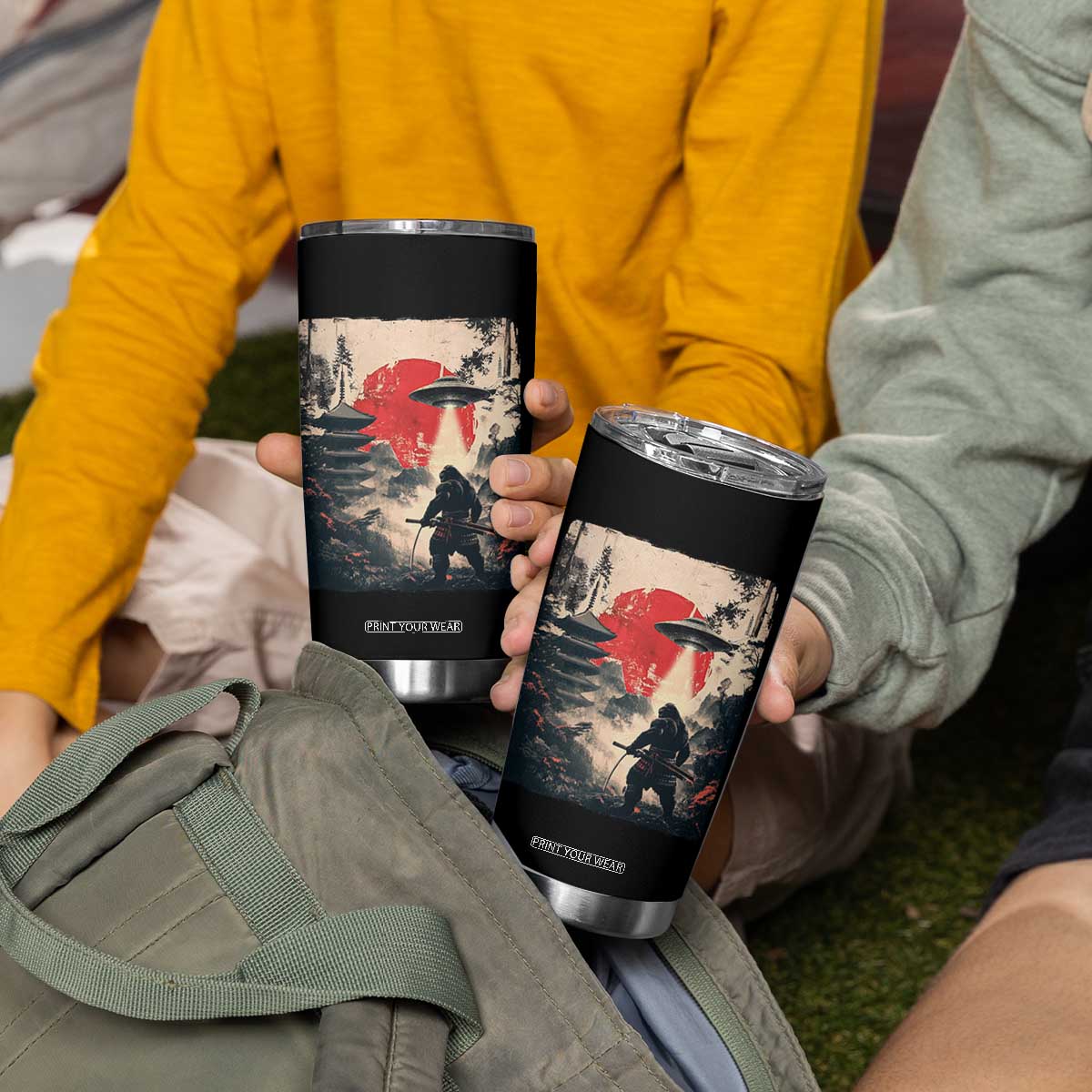 Samurai Bigfoot Tumbler Cup Funny Japanese Retro Vintage Sasquatch Graphic Ukiyo-e Art TS10 Print Your Wear