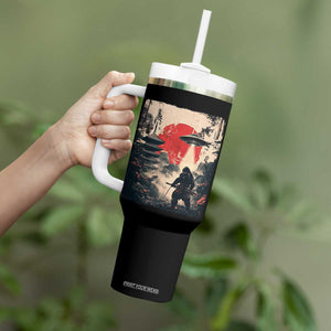 Samurai Bigfoot Tumbler With Handle Funny Japanese Retro Vintage Sasquatch Graphic Ukiyo-e Art TS10 Print Your Wear