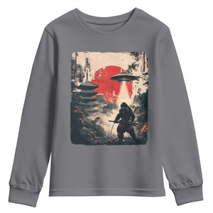 Samurai Bigfoot Youth Sweatshirt Funny Japanese Retro Vintage Sasquatch Graphic Ukiyo-e Art TS10 Charcoal Print Your Wear