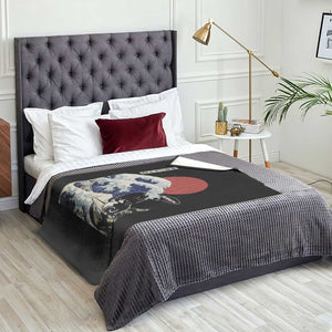 Japanese Kawaii Anime Cat Throw Blanket Funny Surfing Cat Bruh Retro The Great Wave Kanagawa TS10 Print Your Wear