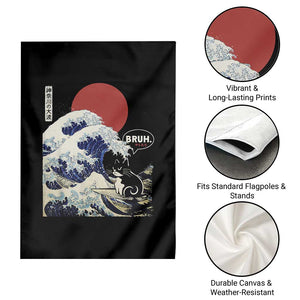 Japanese Kawaii Anime Cat Garden Flag Funny Surfing Cat Bruh Retro The Great Wave Kanagawa TS10 Print Your Wear