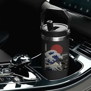 Japanese Kawaii Anime Cat Flip Straw Tumbler Funny Surfing Cat Bruh Retro The Great Wave Kanagawa TS10 Print Your Wear