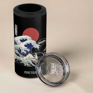 Japanese Kawaii Anime Cat 4 in 1 Can Cooler Tumbler Funny Surfing Cat Bruh Retro The Great Wave Kanagawa TS10 Print Your Wear
