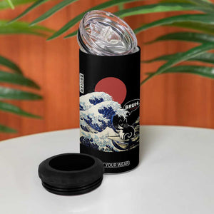 Japanese Kawaii Anime Cat 4 in 1 Can Cooler Tumbler Funny Surfing Cat Bruh Retro The Great Wave Kanagawa TS10 Print Your Wear