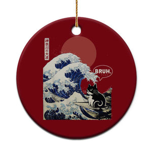 Japanese Kawaii Anime Cat Ceramic Ornament Funny Surfing Cat Bruh Retro The Great Wave Kanagawa TS10 1pc Red Print Your Wear