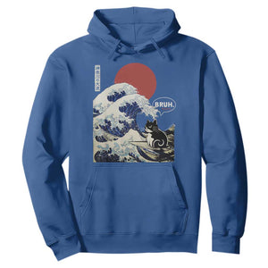 Japanese Kawaii Anime Cat Hoodie Funny Surfing Cat Bruh Retro The Great Wave Kanagawa TS10 Royal Blue Print Your Wear