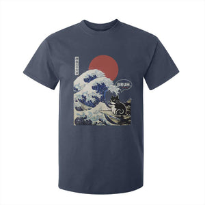 Japanese Kawaii Anime Cat T Shirt For Kid Funny Surfing Cat Bruh Retro The Great Wave Kanagawa TS10 Navy Print Your Wear