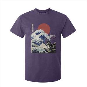 Japanese Kawaii Anime Cat T Shirt For Kid Funny Surfing Cat Bruh Retro The Great Wave Kanagawa TS10 Purple Print Your Wear
