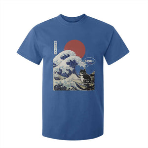 Japanese Kawaii Anime Cat T Shirt For Kid Funny Surfing Cat Bruh Retro The Great Wave Kanagawa TS10 Royal Blue Print Your Wear