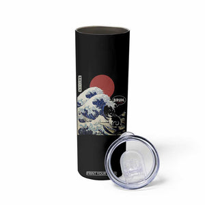 Japanese Kawaii Anime Cat Skinny Tumbler Funny Surfing Cat Bruh Retro The Great Wave Kanagawa TS10 Print Your Wear